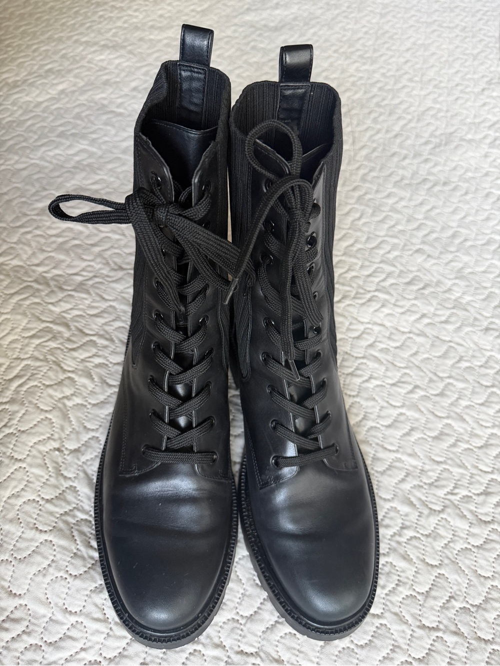 Sam Edelman Women’s Nina Black Leather Lace-Up Combat Boots Size 11